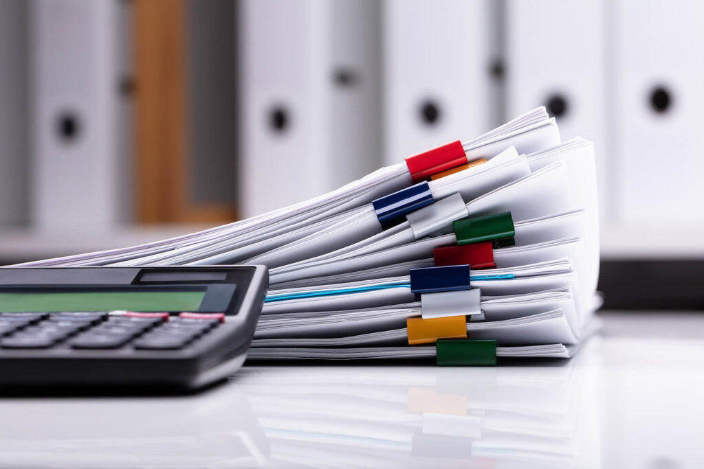 A stack of grant applications
