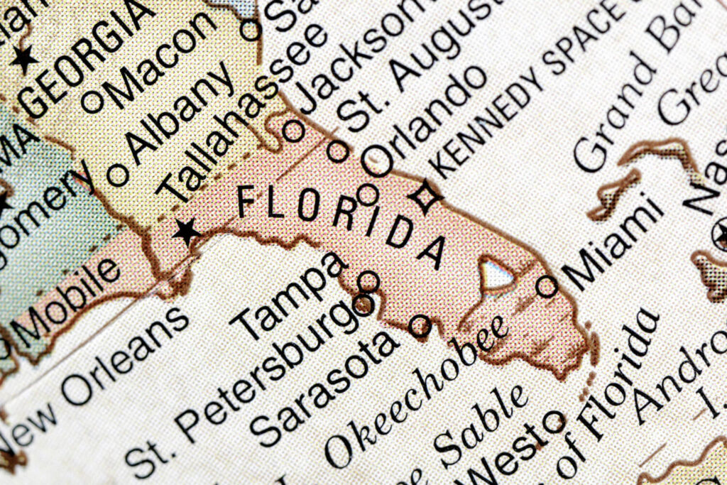 A detailed map of Florida